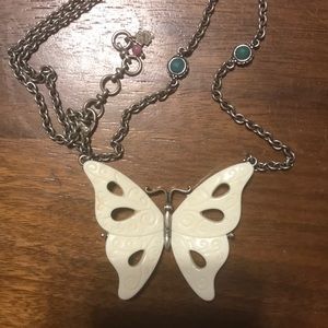 Lucky Brand White & Silver Butterfly Necklace